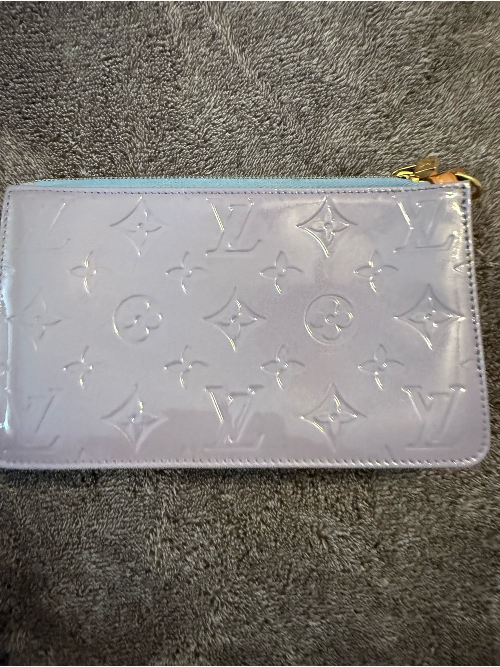 Louis Vuitton Lilac Vernis Zip Pouch with Gold Hardware